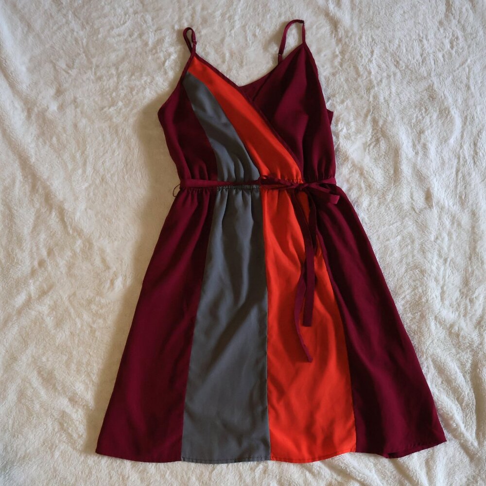 Mossimo Colorblock Dress Sz S Colorful Adjustable Straps with Tie